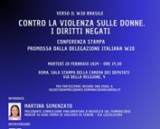 Save the date: Contro la violenza sulle donne, i diritti negati - Martedì 20 febbraio, alle 14.30